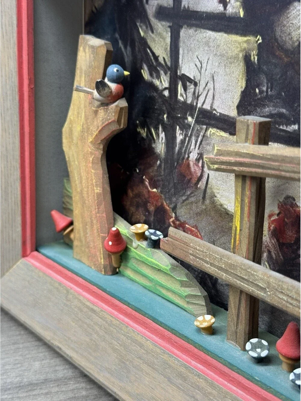 Genuine Hummel Print Emil Fink Verlag Shadow Box Picture 10” X 13” 3D Boy Woods